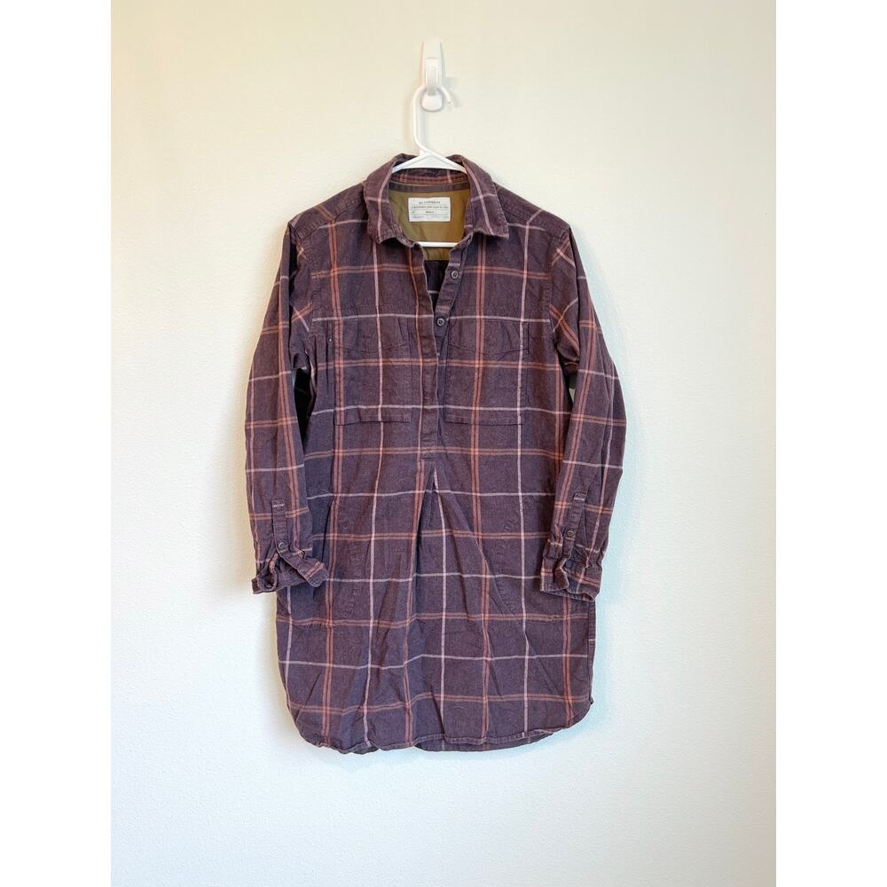 REI CO-OP Purple Wallace Lake Meadow Plaid Flannel Shirt Dress Women's Medium